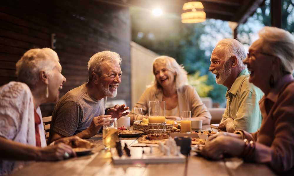 Residents having delicious food at restaurant near Woodside Village in Fort Washington, Maryland