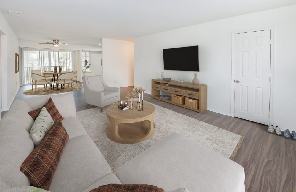 Spacious living room at Brookside Manor Apartments & Townhomes in Lansdale, Pennsylvania