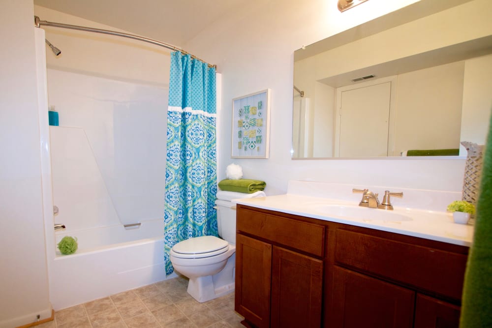 bright bathroom at Shoreline Apartments