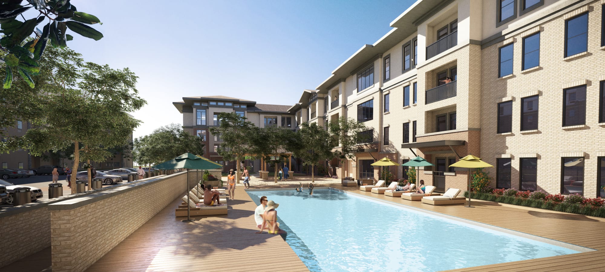 View of the pool  at The Carter apartments in Grapevine, Texas