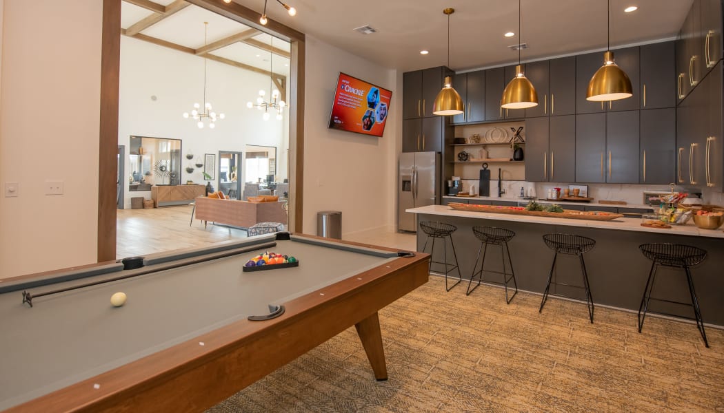 Billiards table in clubhouse at Artisan Crossing in Norman, Oklahoma