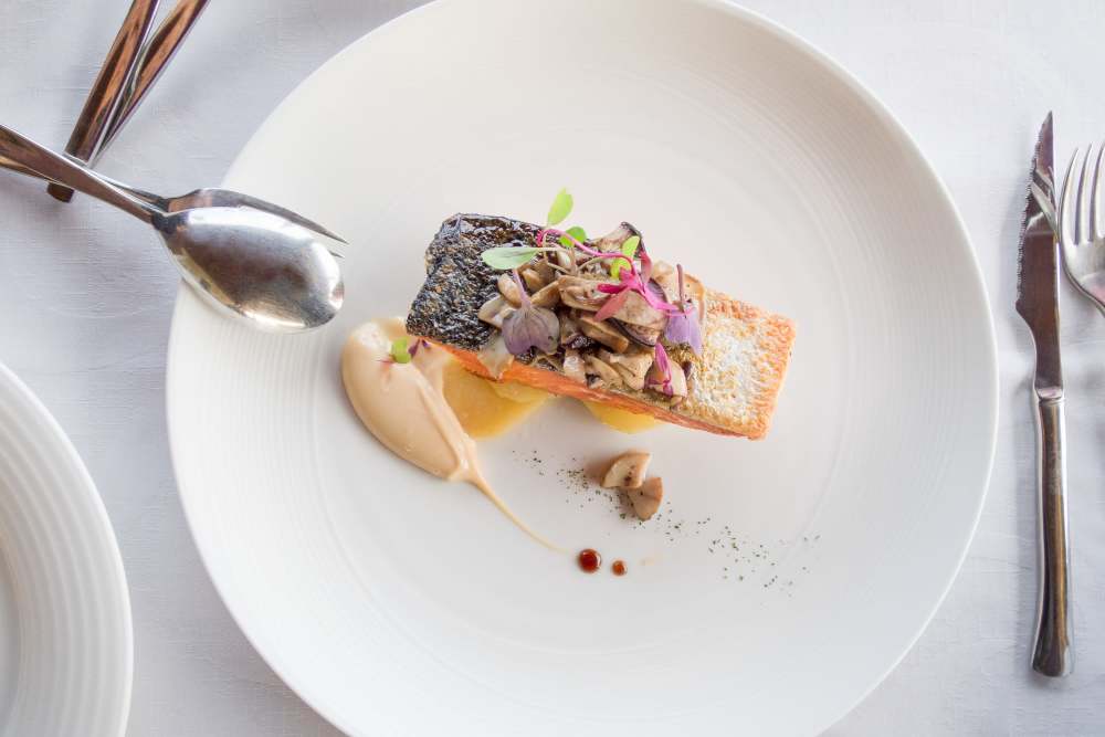 Professionally plated cuisine at Clearwater at The Arboretum in Austin, Texas