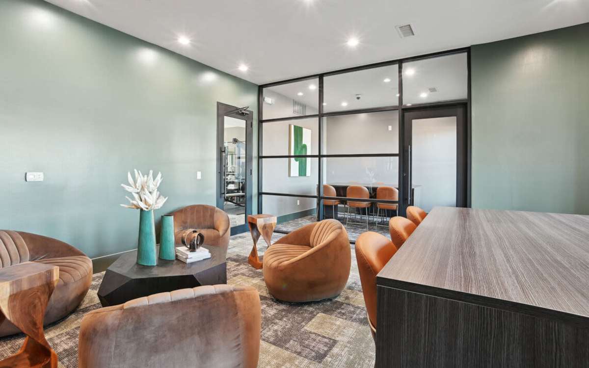 Modern resident lounge at The Apartments at Brayden in Fort Mill, South Carolina