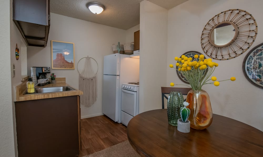 Cozy kitchen at Aspen Park Apartments in Wichita, Kansas
