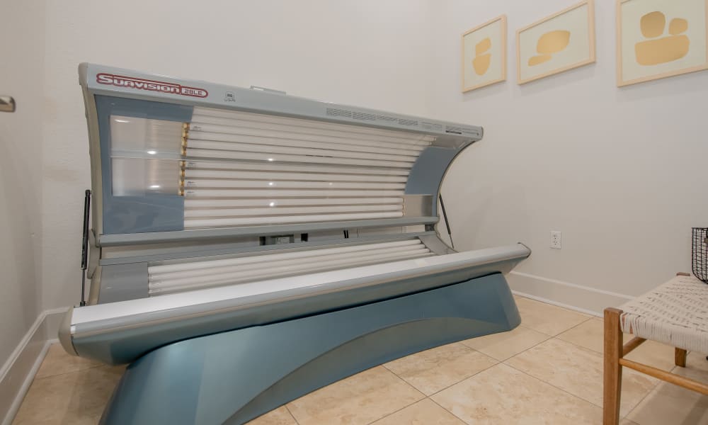 A tanning bed at Lexington Park Apartment Homes in North Little Rock, Arkansas