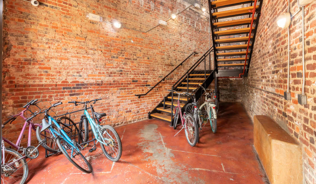 Stairwell at District Square Apartments in Richmond, Virginia