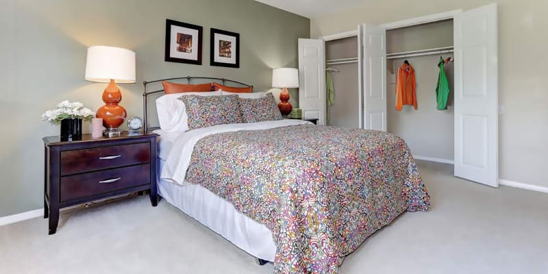 Model bedroom at Hamilton Springs Apartments in Baltimore, Maryland