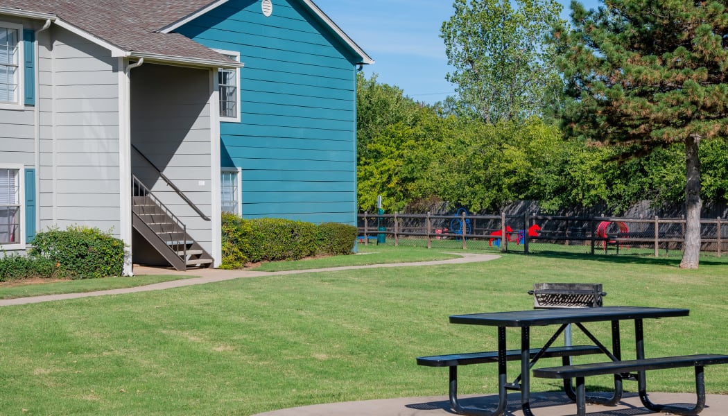 Courtyard and bark park at Tammaron Village Apartments in Oklahoma City, Oklahoma