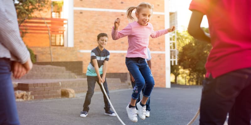 Children playing at a school near The Bricks in Joint Base Lewis McChord, Washington