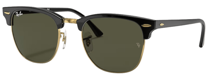 Black and gold club master sunglasses with greenish-black lens