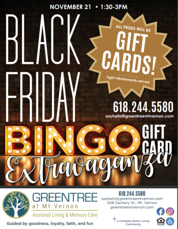 Black Friday Bingo at GreenTree at Mt. Vernon in Mt. Vernon, Illinois. 