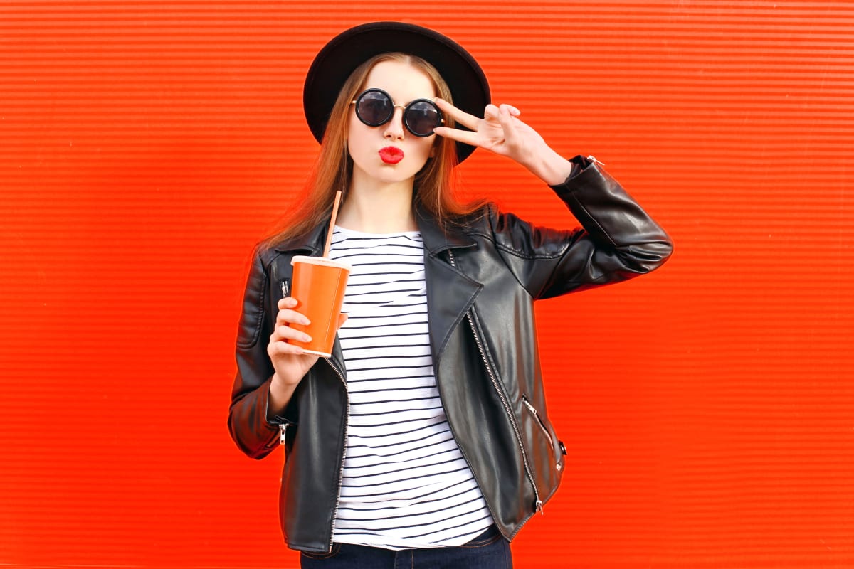 Woman drinking a smoothie in Las Vegas, NV near Trend!