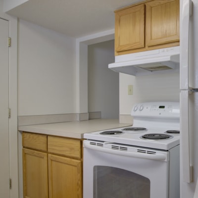 A kitchen in a home at Greenwood in Joint Base Lewis-McChord, Washington