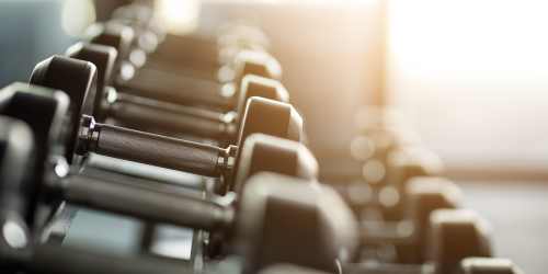Rack of weights at Lexington Green in El Cajon, California