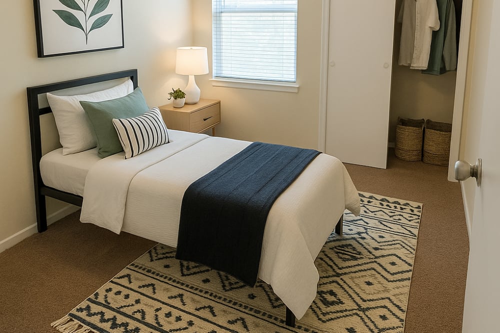 Bedroom at Crown Villa Apartments in Savannah, Georgia