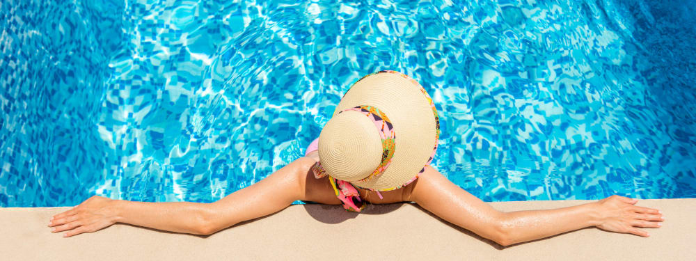 A woman relaxes in the hot tub at Palisades Sierra Del Oro in Corona, California