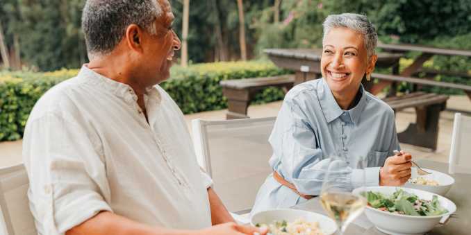 Residents eating salad at Barclay House of Aiken in Aiken, South Carolina