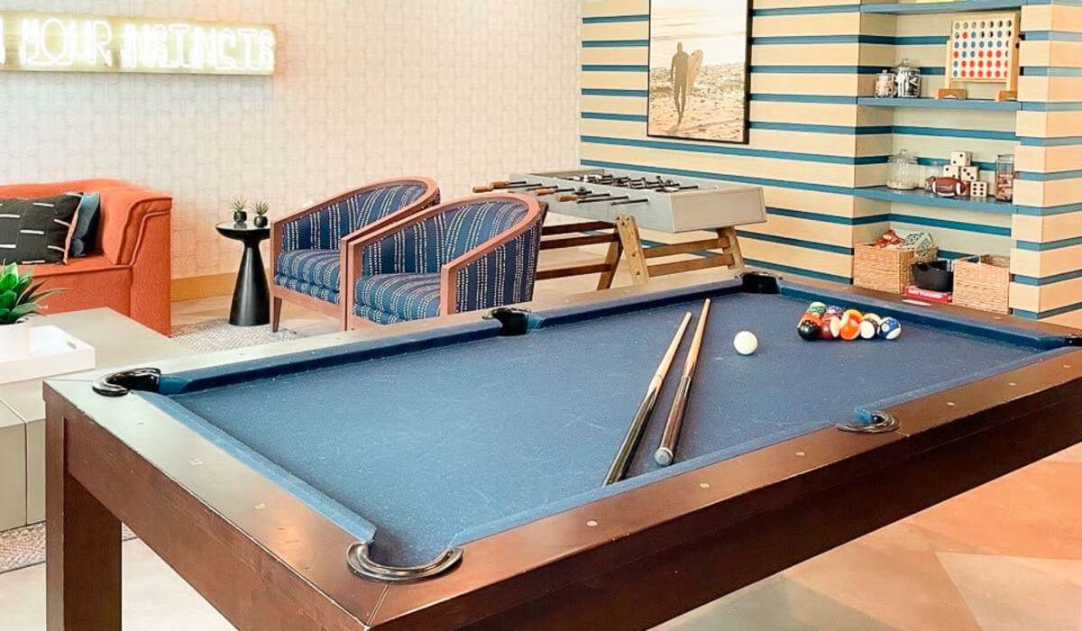 Pool table in the game room at Palisades at Surf City in Hampstead, North Carolina