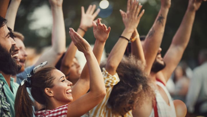 A group of people at a concert.
