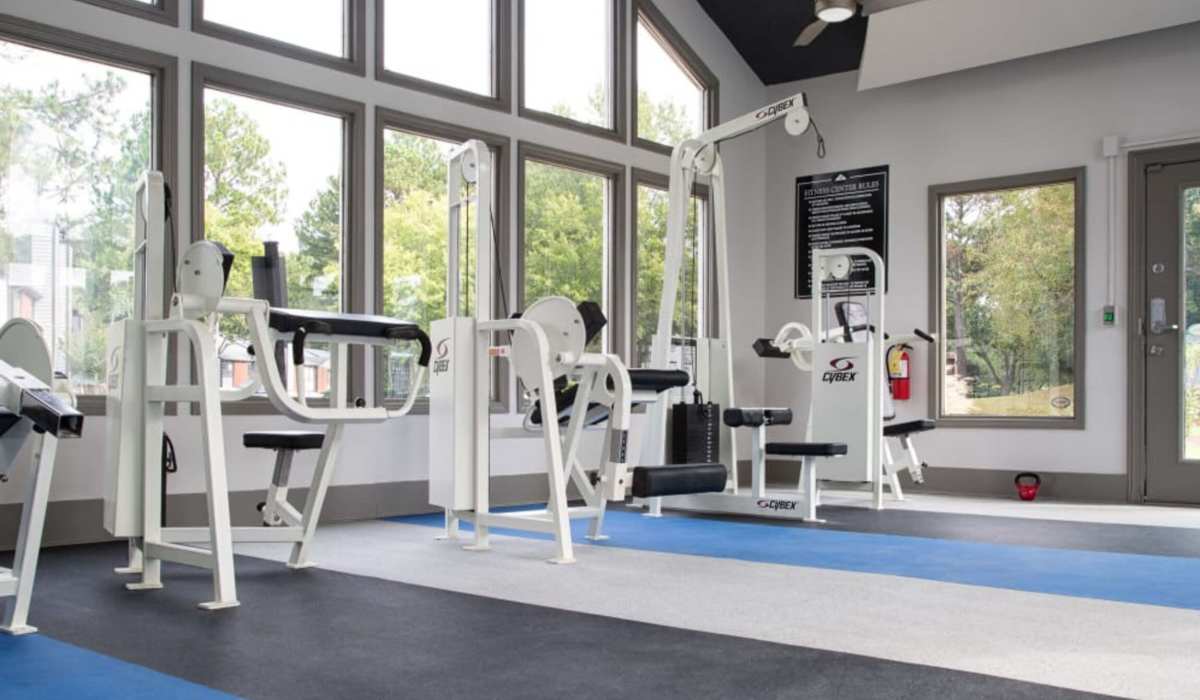 fitness center at Shores on Sweetwater in Lawrenceville, Georgia