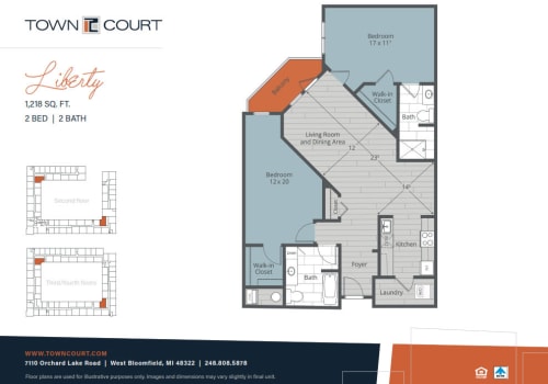 The Libery floor plan image at Town Court in West Bloomfield, Michigan