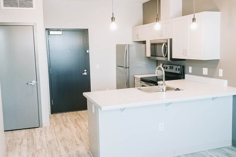 spacious contemporary kitchen at Leo and Alpine in Grand Rapids, Michigan
