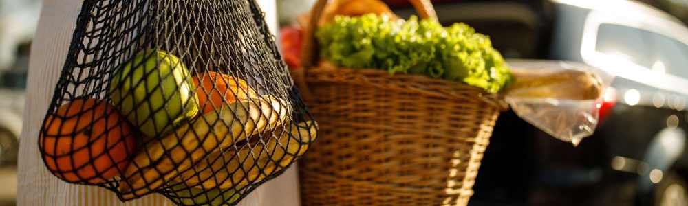 Resident shopping for fruits and vegetables near Eight Mile House in Stockton, California