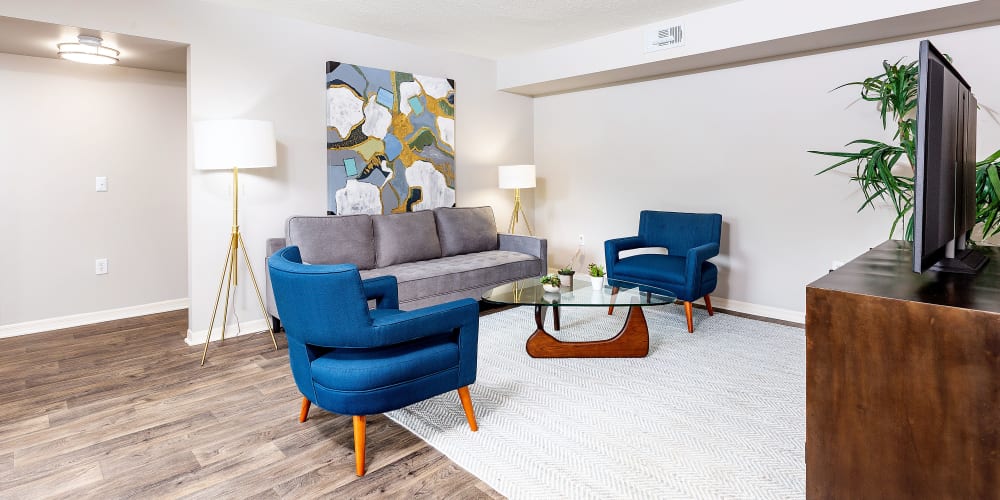 Model living room at Weston Place Apartments in Weston, Florida