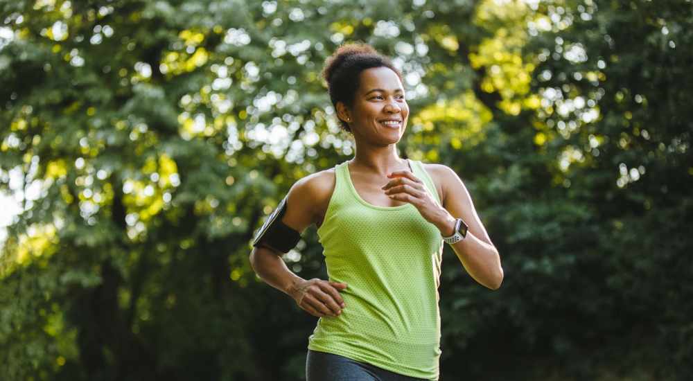 Reident jogging near Sandpointe in Huntington Beach, California