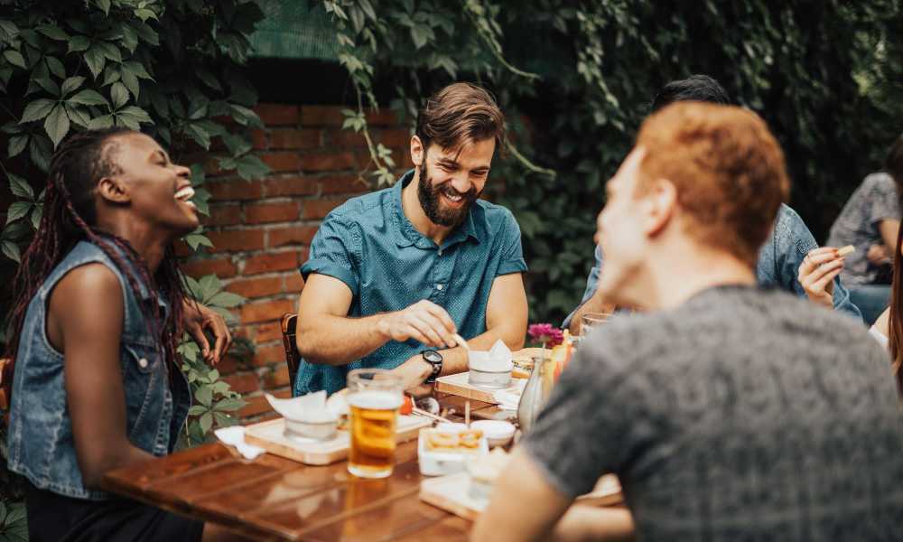 Residents having delicious food at a restaurant near Riverwood Apartments in Reno, Nevada