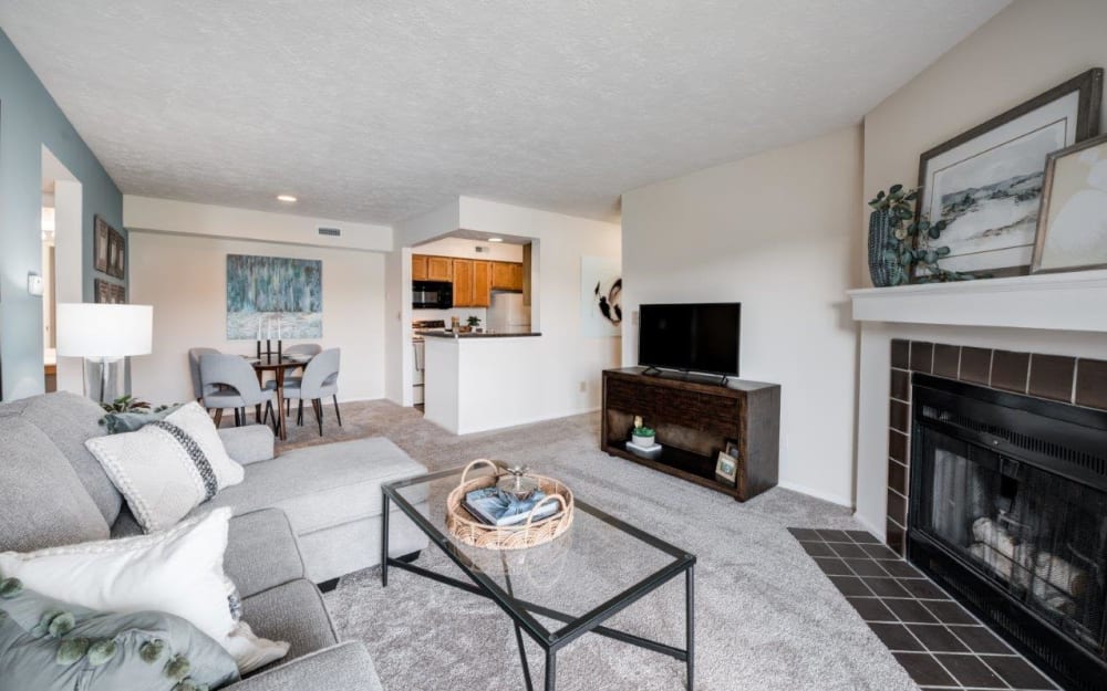 Living room at Hidden Lakes Apartment Homes in Miamisburg, Ohio