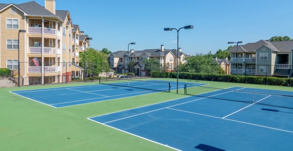 The community tennis court at Chattahoochee Ridge in Atlanta, Georgia