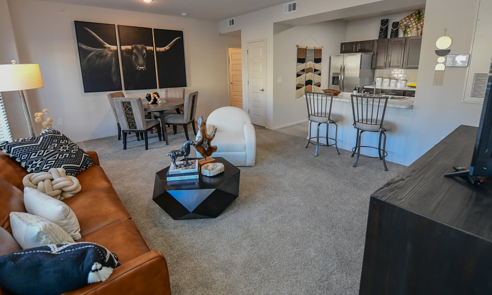 Spacious living room in model home at 97@ North Oak in Kansas City, Missouri