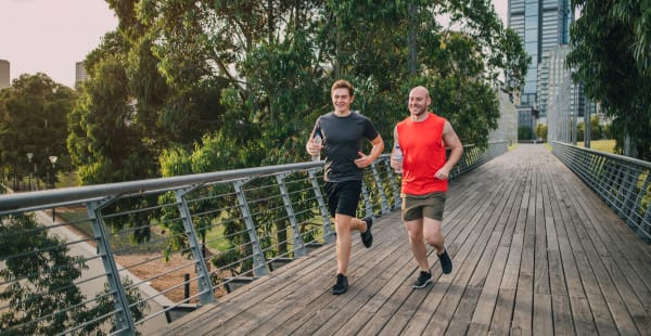 Running on a trail near 300 Optimist Park in Charlotte, North Carolina