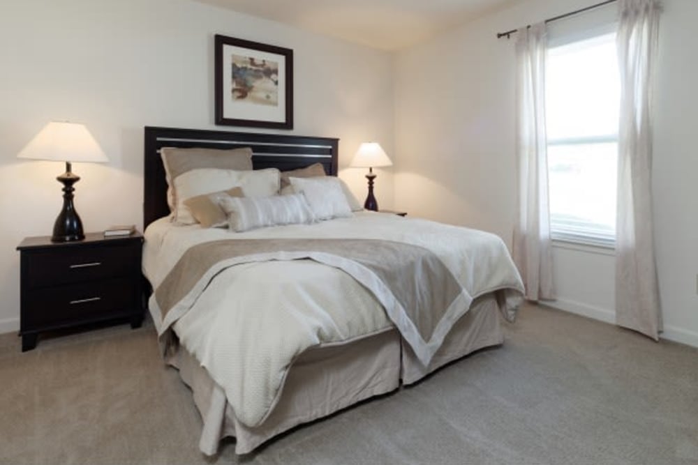Cozy bed at The Meadows at Elk Creek in Elkton, Maryland