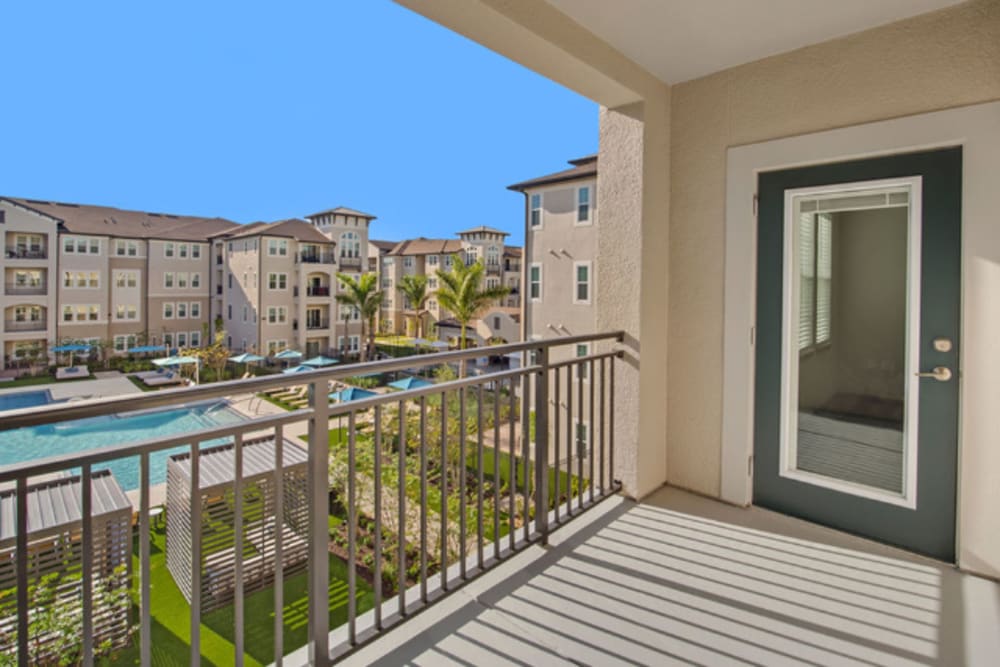 Private resident patio at Murano at Three Oaks in Fort Myers, Florida