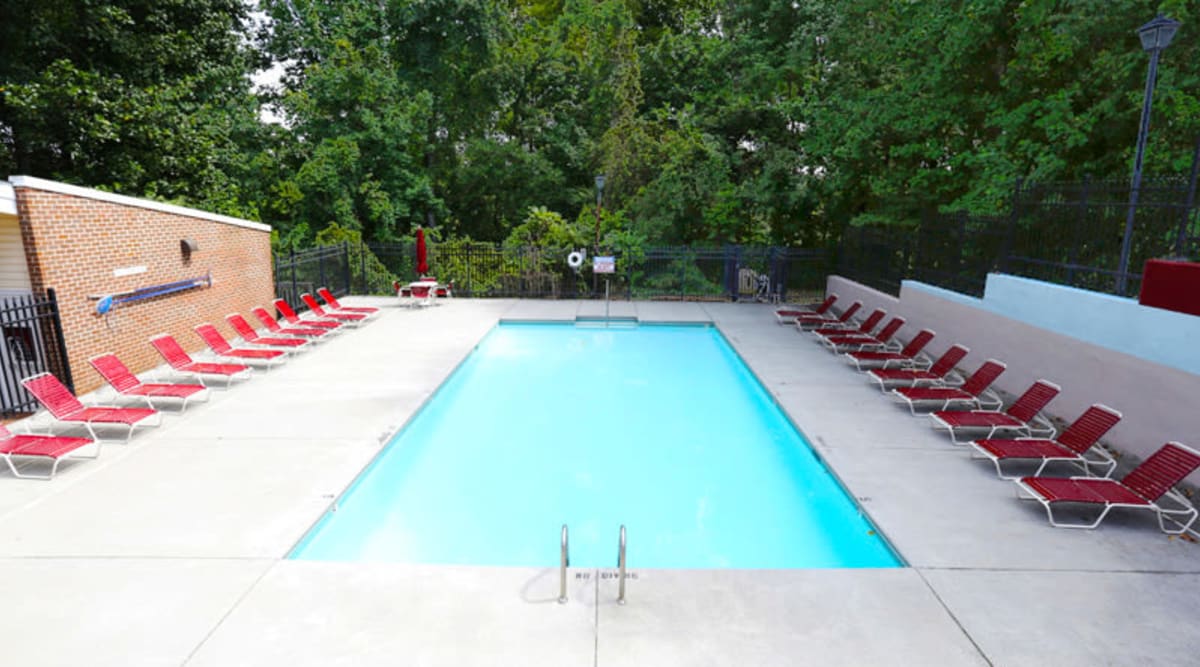 Swimming pool with plenty of lounge chairs in Lynchburg, Virginia