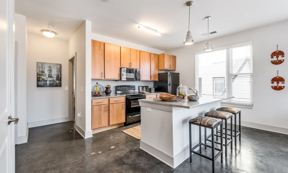 Spacious kitchen at Gantry Apartments in Cincinnati, Ohio