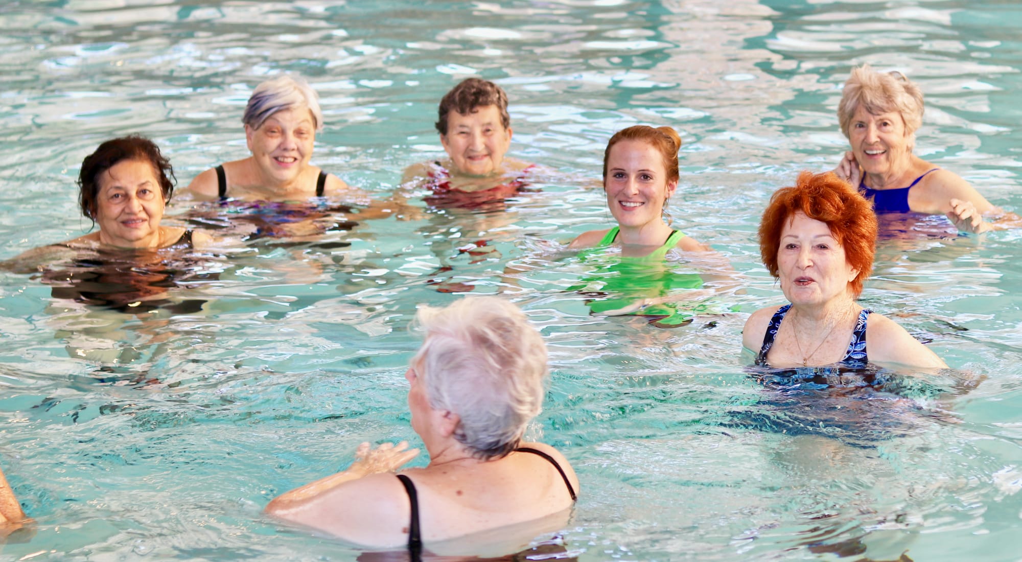 group fitness class at Landing at Watercrest Shadow Creek Ranch Assisted Living in Pearland, Texas