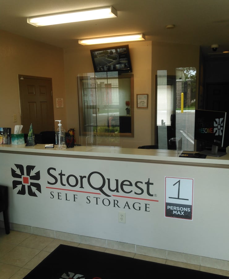 Interior of the leasing office at StorQuest Self Storage in Louisville, Colorado