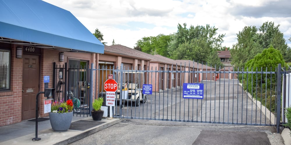 The front gate at STOR-N-LOCK Self Storage in Boise, Idaho