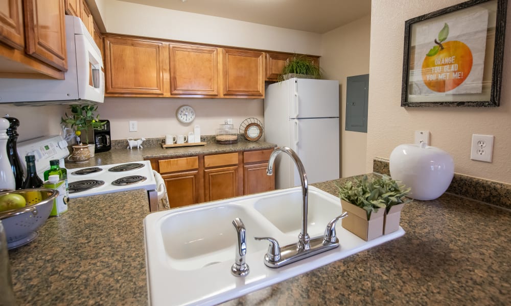An apartment kitchen at Remington Apartments in Amarillo, TX