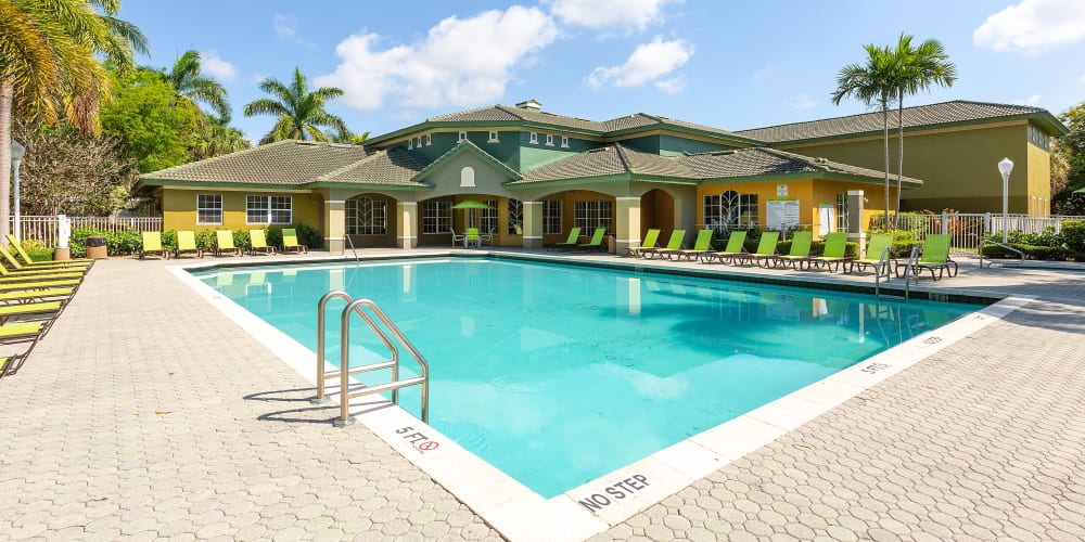 Sparkling pool at Quantum Lake Villas Apartments in Boynton Beach, Florida