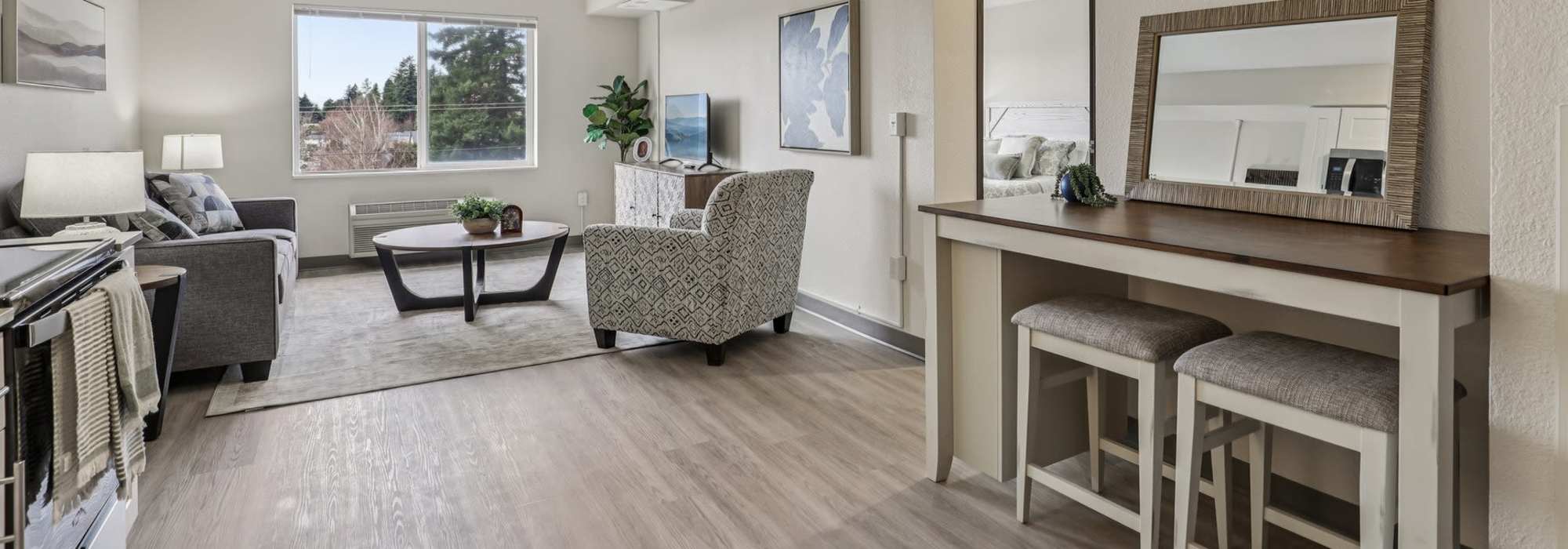Studio, 1 & 2 bedroom floor plans at Woodland Flats in Gresham, Oregon