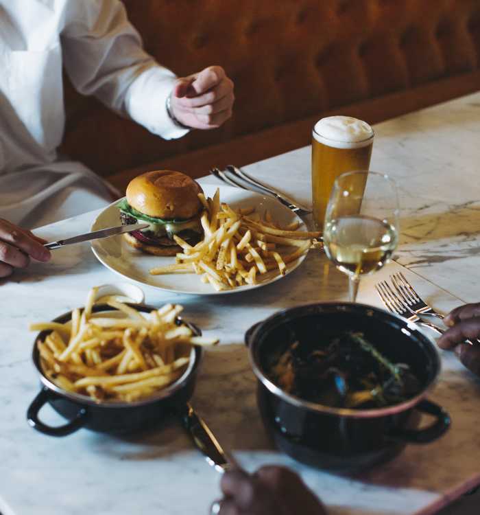 Burger and fries near The Residences at Justison Landing in Wilmington, Delaware