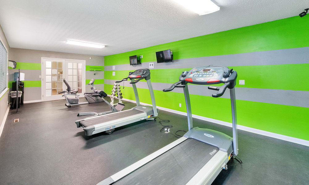 Fitness center at The Hills at Oakwood Apartment Homes in Chattanooga, Tennessee