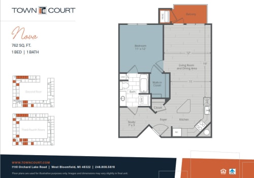 The Nova floor plan image at Town Court in West Bloomfield, Michigan