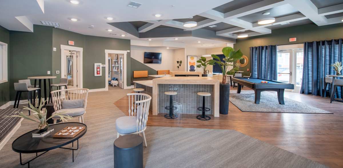 Modern kitchen with stainless steel appliances at Palmer's Creek, Fredericksburg, Virginia