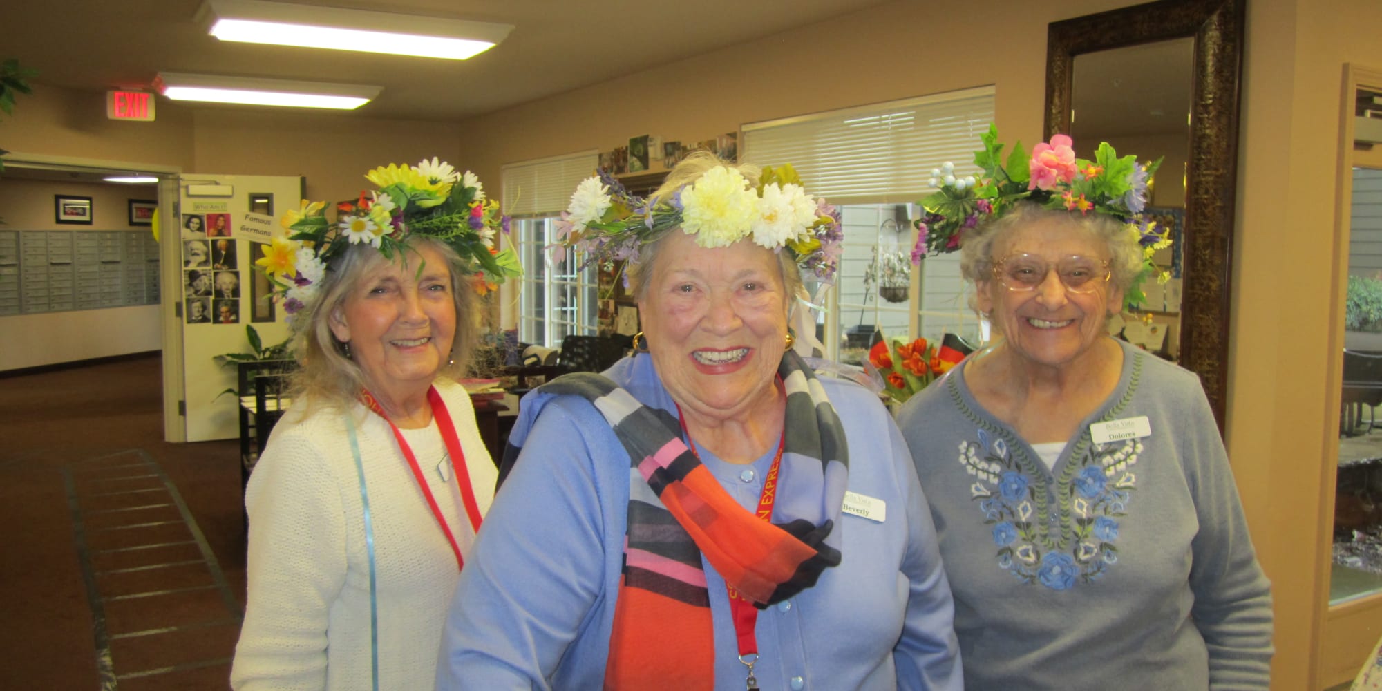 Residents from Bella Vista Gracious Retirement Living in Asheville, North Carolina, all dressed up for an activity