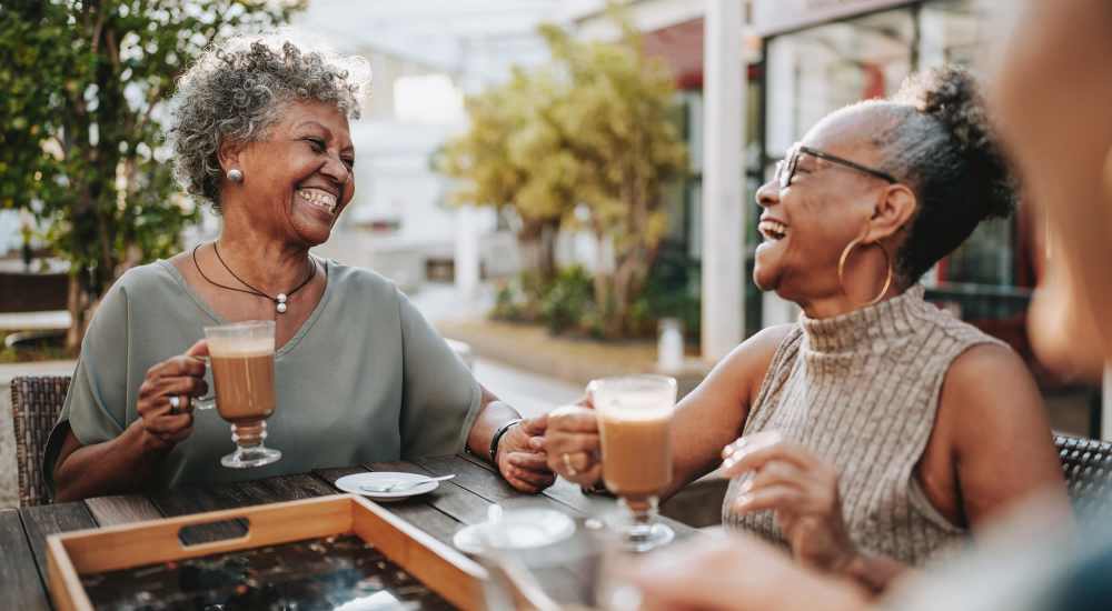 Friends enjoying food at a restaurant near Hollywood Plaza in Hollywood, California 